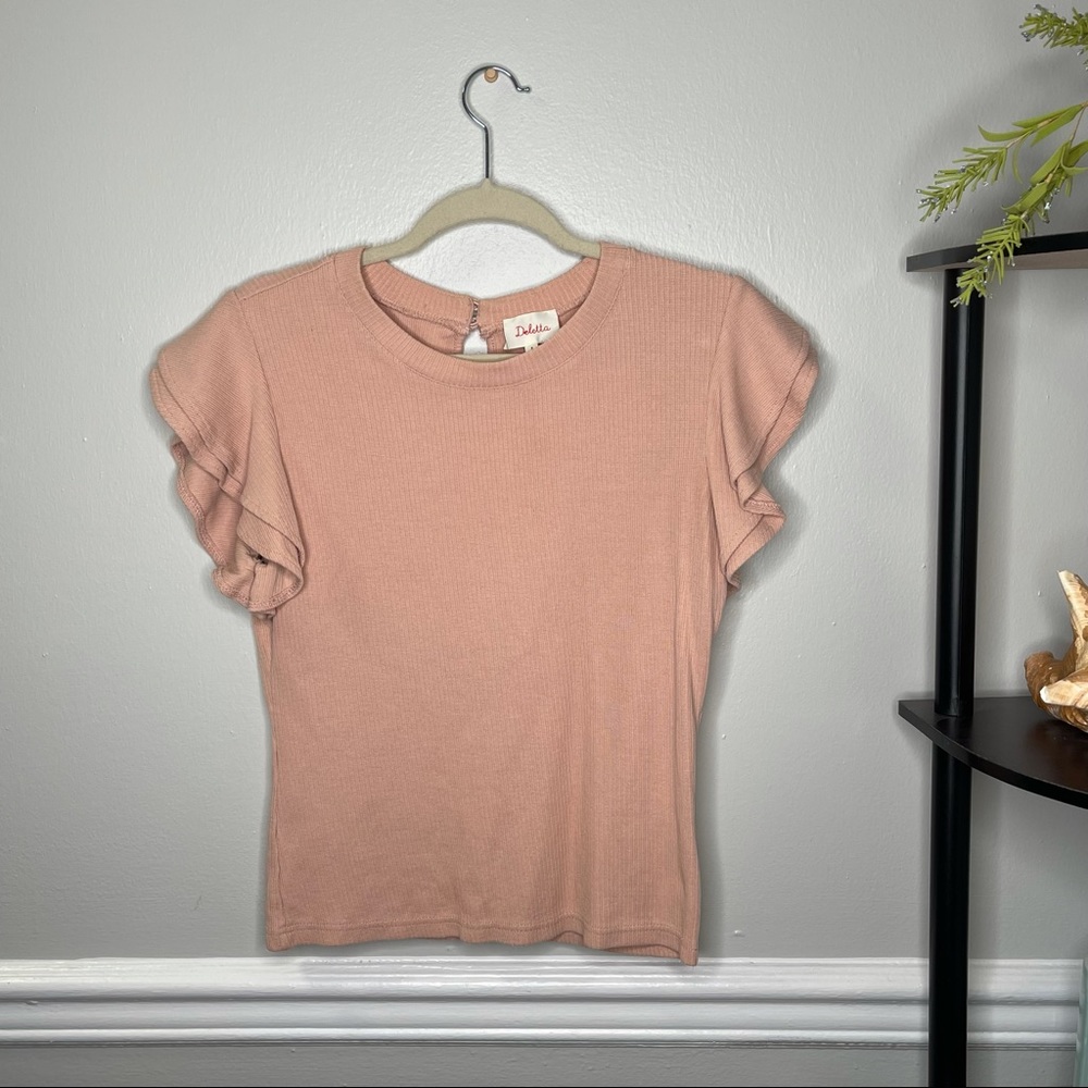 anthropologie deletta blouse with flutter sleeves